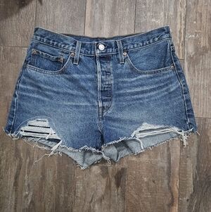 Levi Distressed Blue Denim Women's Short